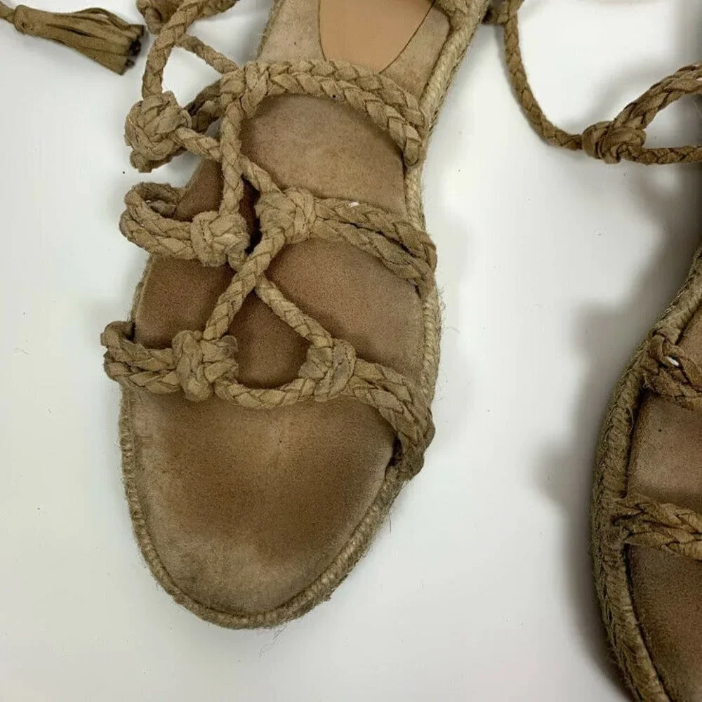 Joie Lace-Up Braided Suede Flat Gladiator Sandal